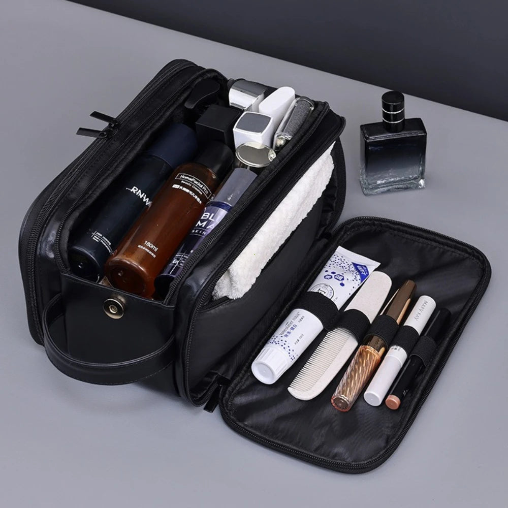 PU Leather Waterproof Hanging Toiletry Bag