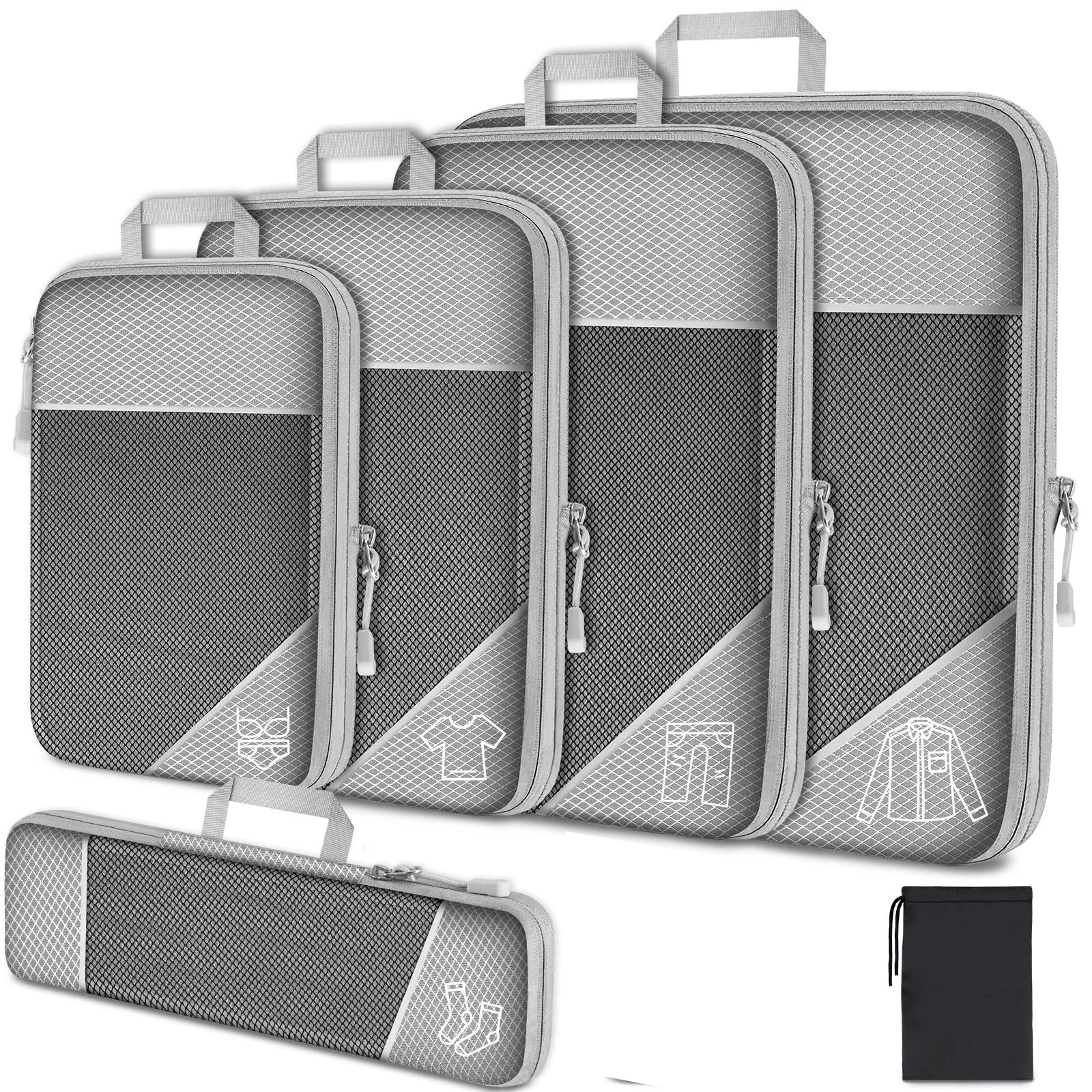 6-Piece Expandable Compression Packing Cubes & Shoe Bag Set