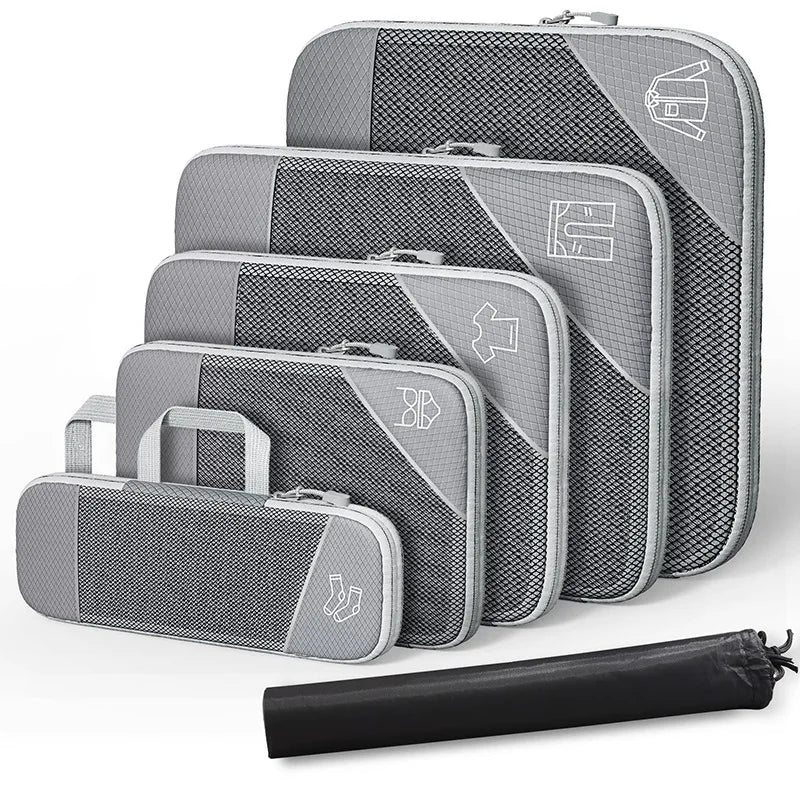 6-Piece Expandable Compression Packing Cubes & Shoe Bag Set