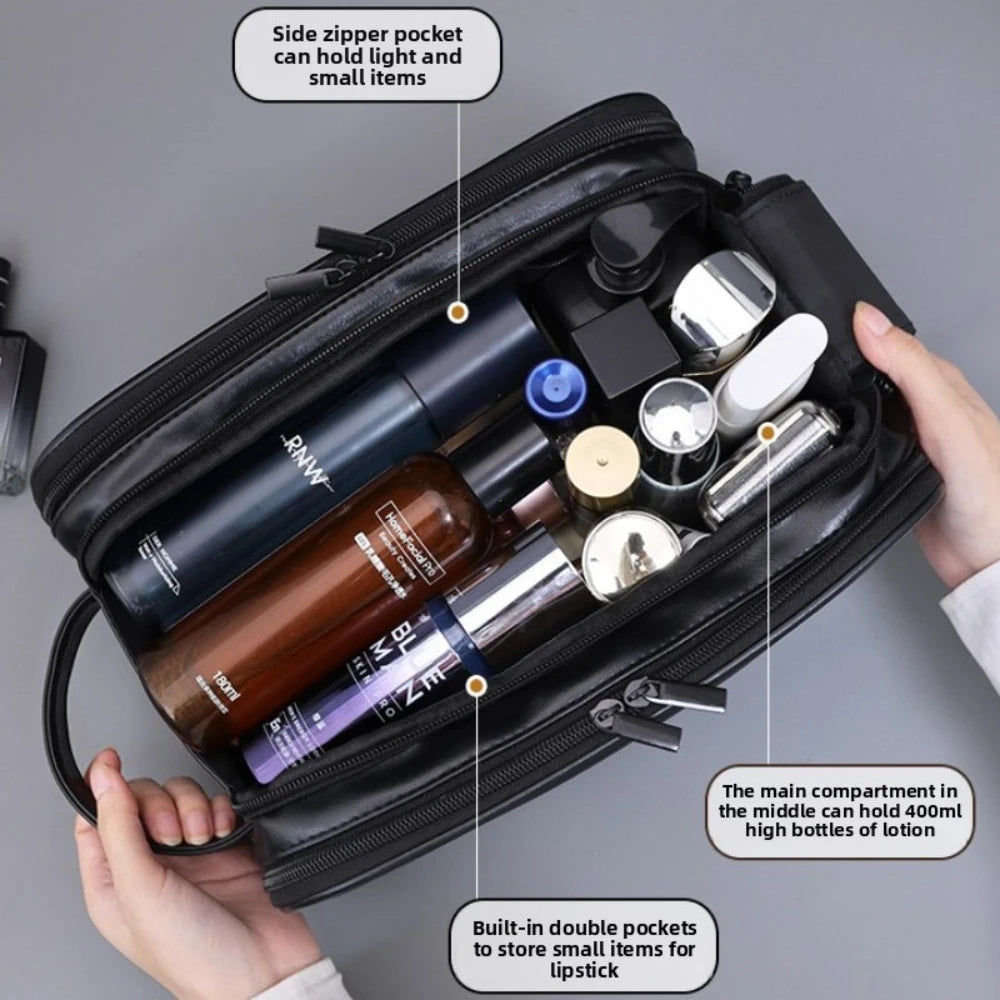 PU Leather Waterproof Hanging Toiletry Bag