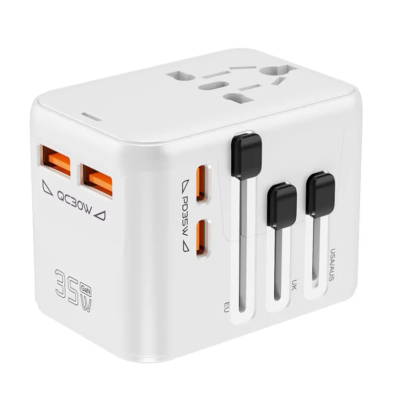 Fast-Charging 35W GaN Worldwide Travel Adapter Plug