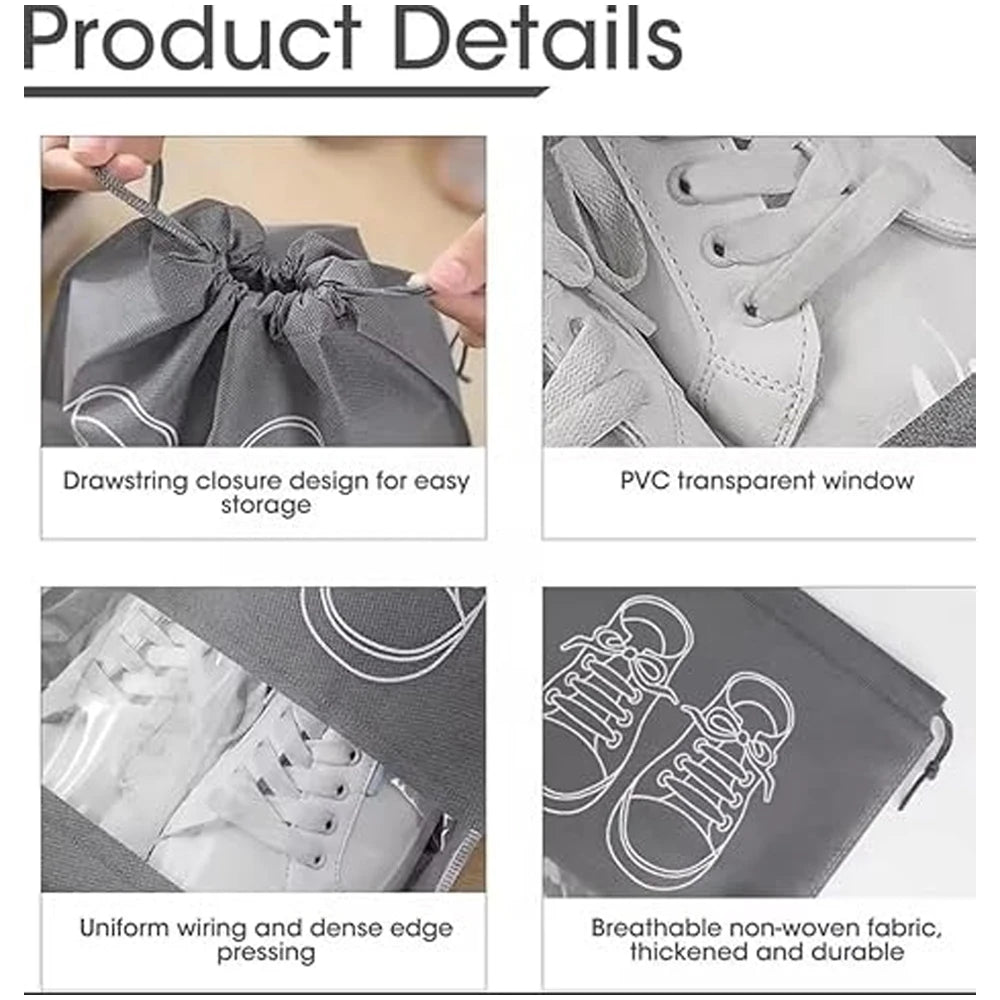 Waterproof Travel Shoe Organizer Bags with Clear Window