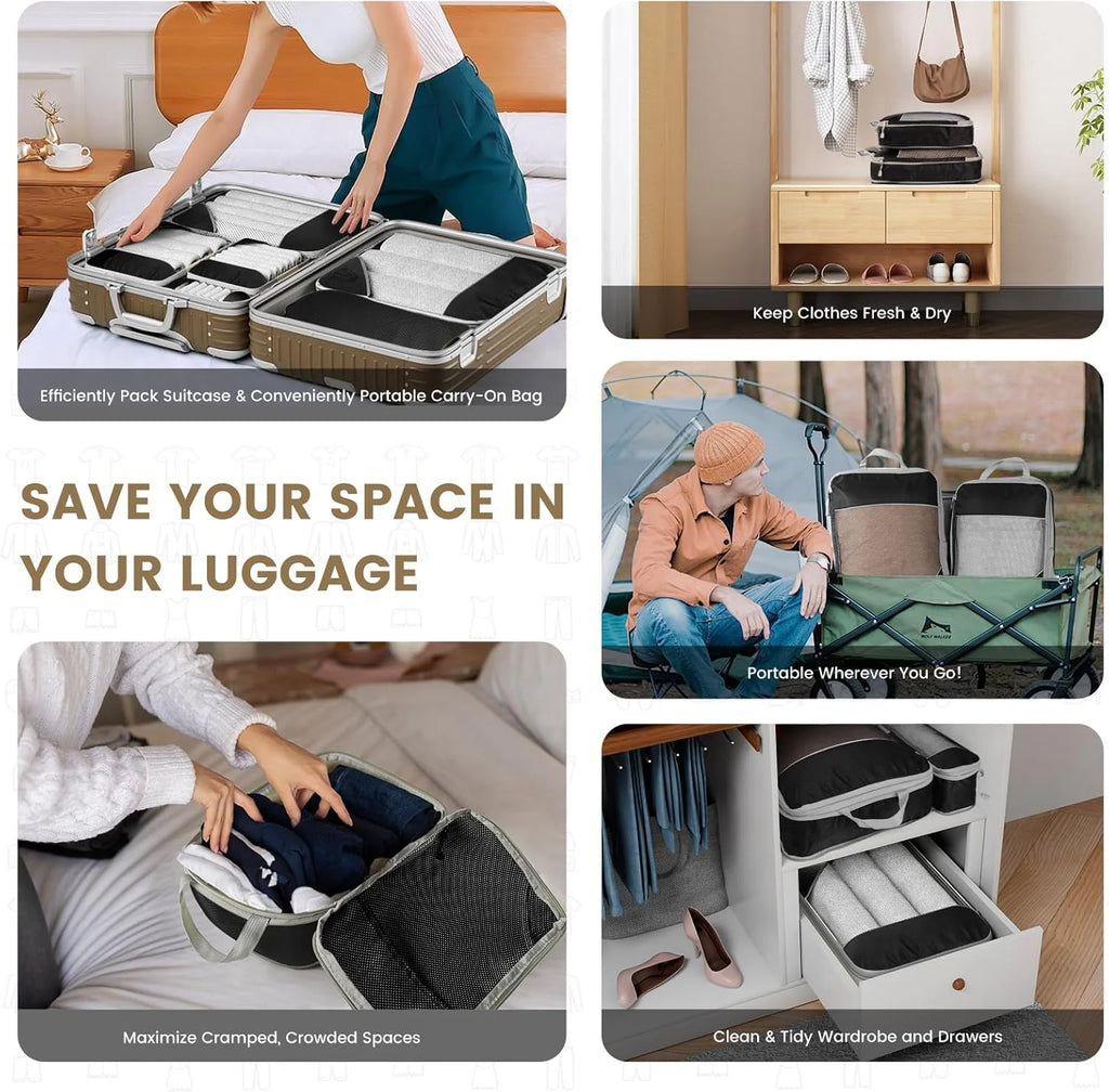 6-Piece Expandable Compression Packing Cubes & Shoe Bag Set