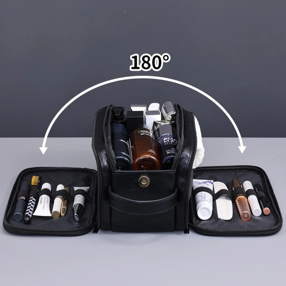 PU Leather Waterproof Hanging Toiletry Bag