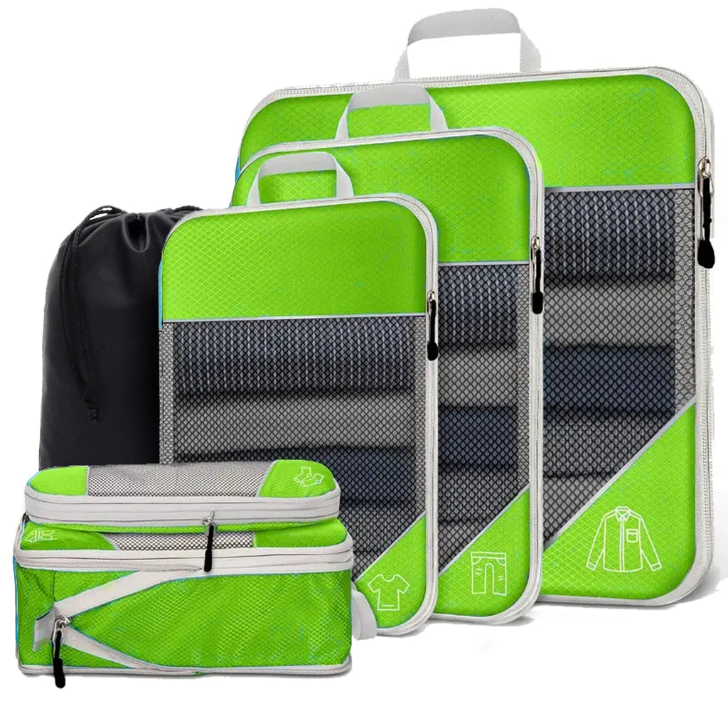 6-Piece Expandable Compression Packing Cubes & Shoe Bag Set