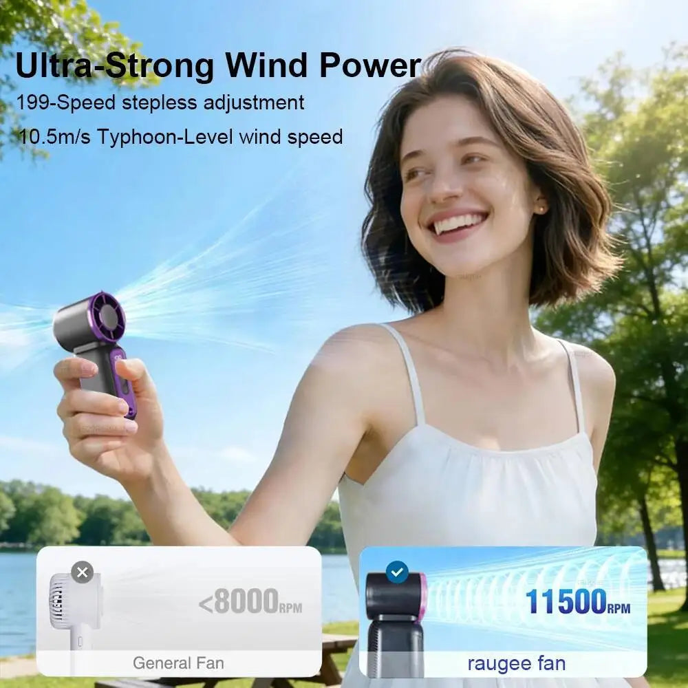 Ultra-Portable Handheld Mini Fan with Built-In Night Light & Neck Lanyard
