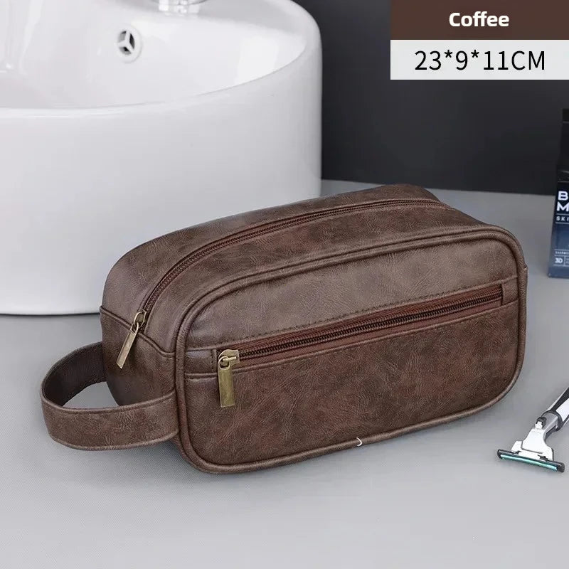 PU Leather Waterproof Hanging Toiletry Bag