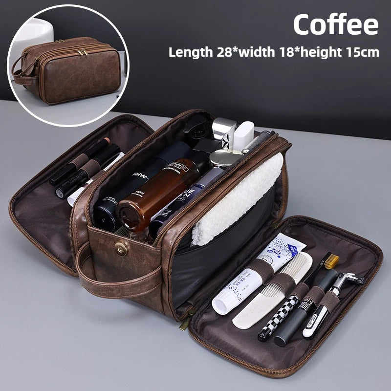 PU Leather Waterproof Hanging Toiletry Bag