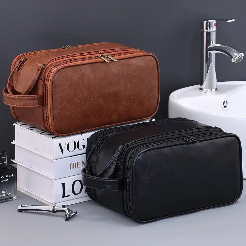 PU Leather Waterproof Hanging Toiletry Bag
