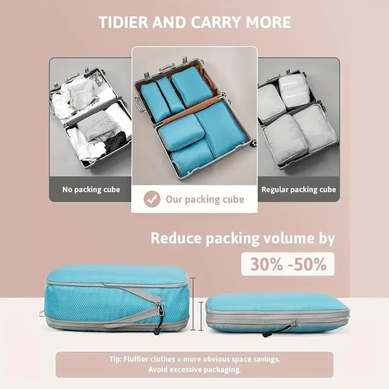 Ultra-Lightweight Compression Travel Cubes for Suitcases