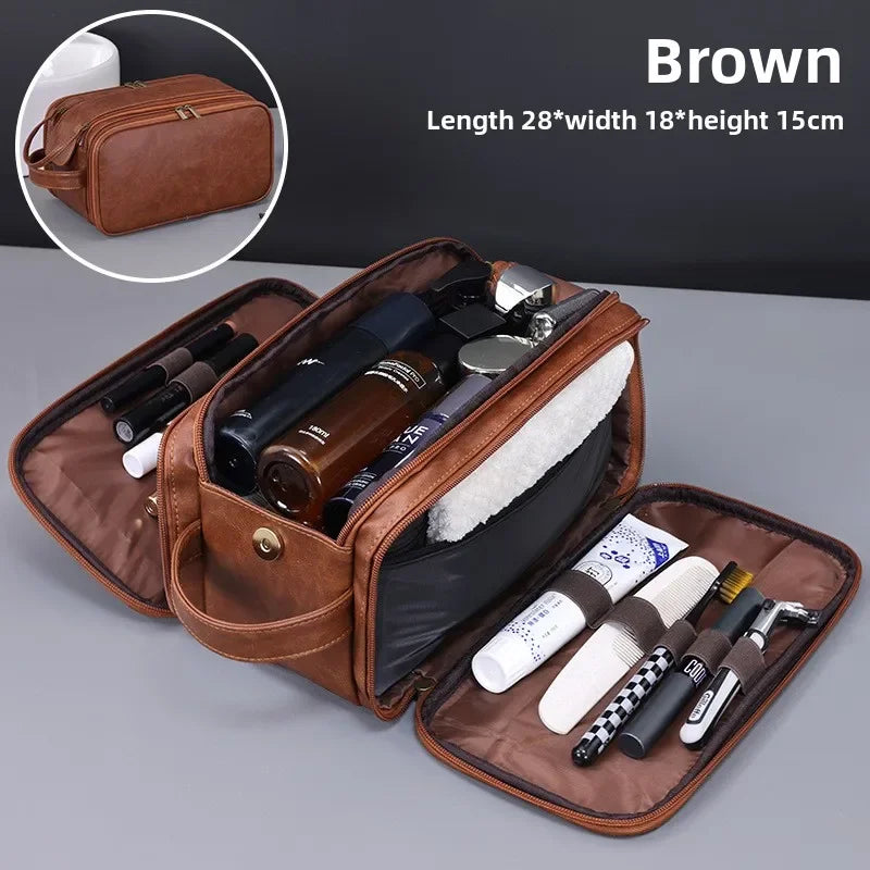 PU Leather Waterproof Hanging Toiletry Bag