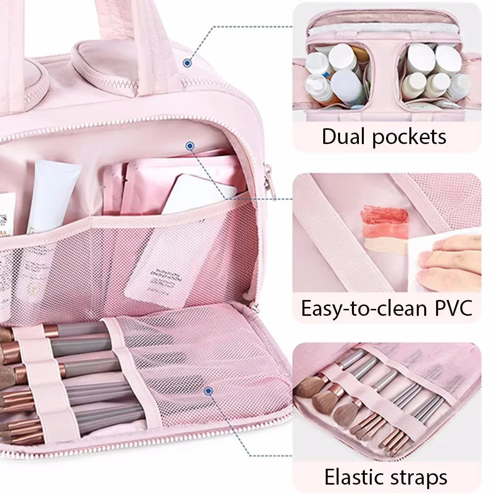 Dual-Compartment Clear Travel Toiletry Bag