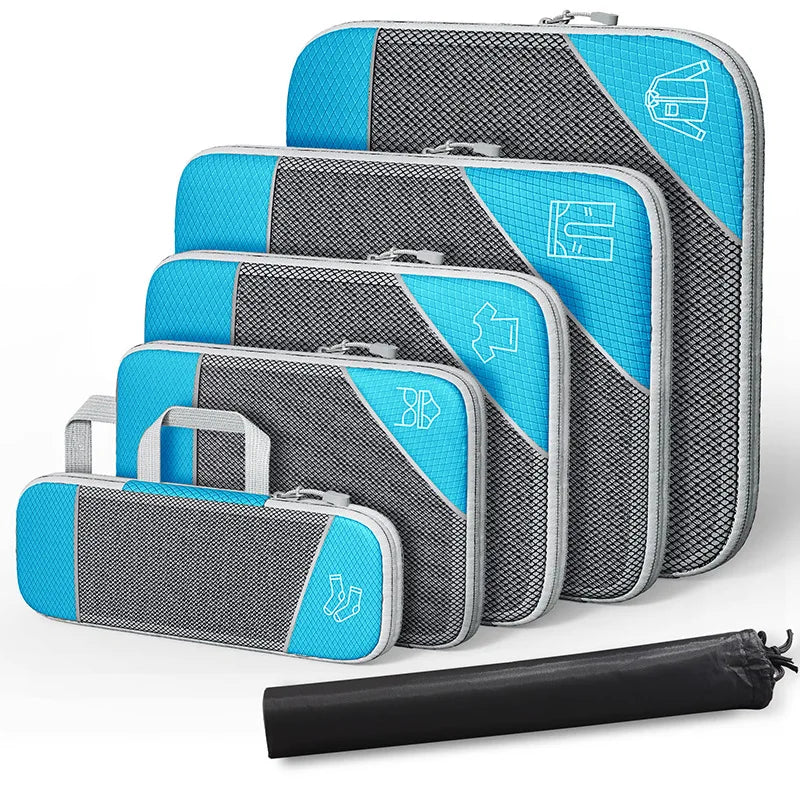6-Piece Expandable Compression Packing Cubes & Shoe Bag Set