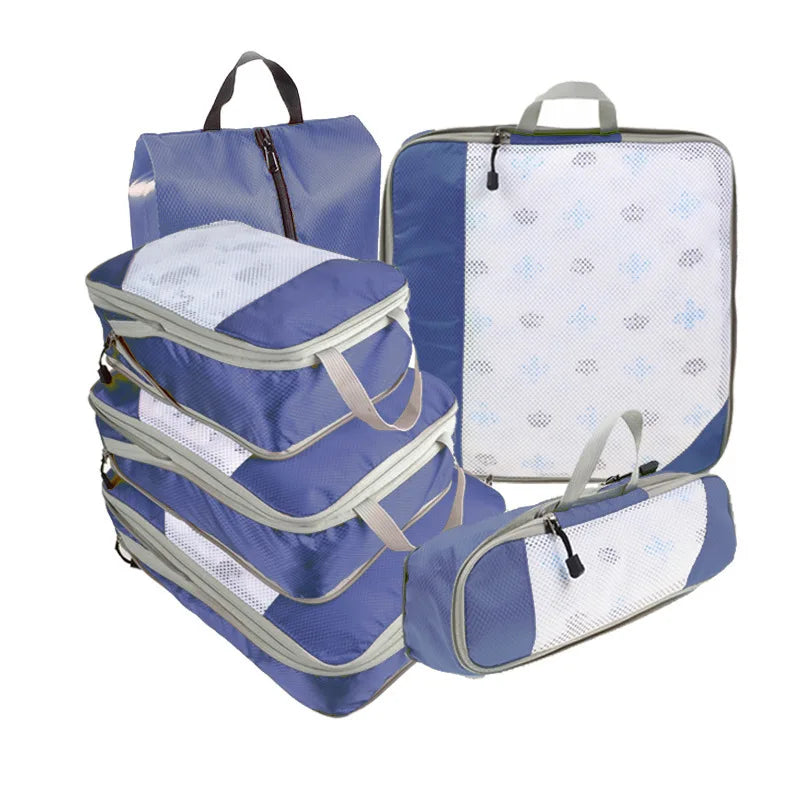 6-Piece Expandable Compression Packing Cubes & Shoe Bag Set