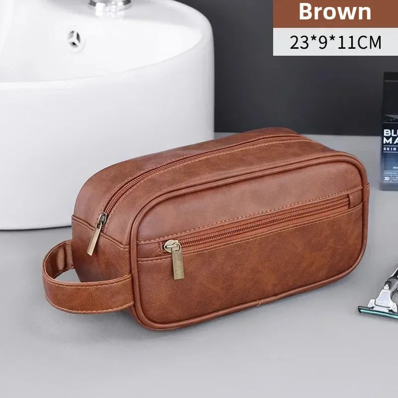 PU Leather Waterproof Hanging Toiletry Bag