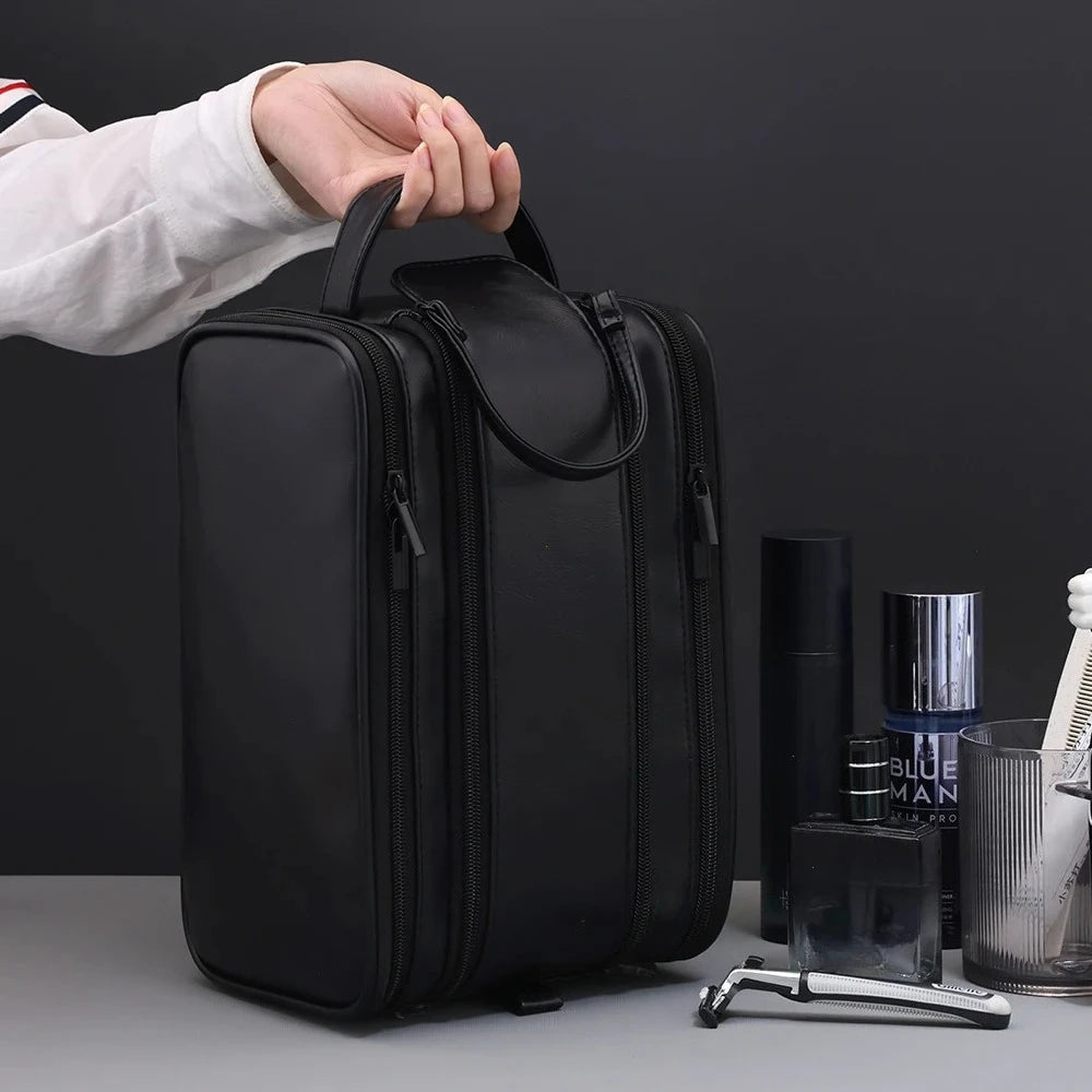 PU Leather Waterproof Hanging Toiletry Bag