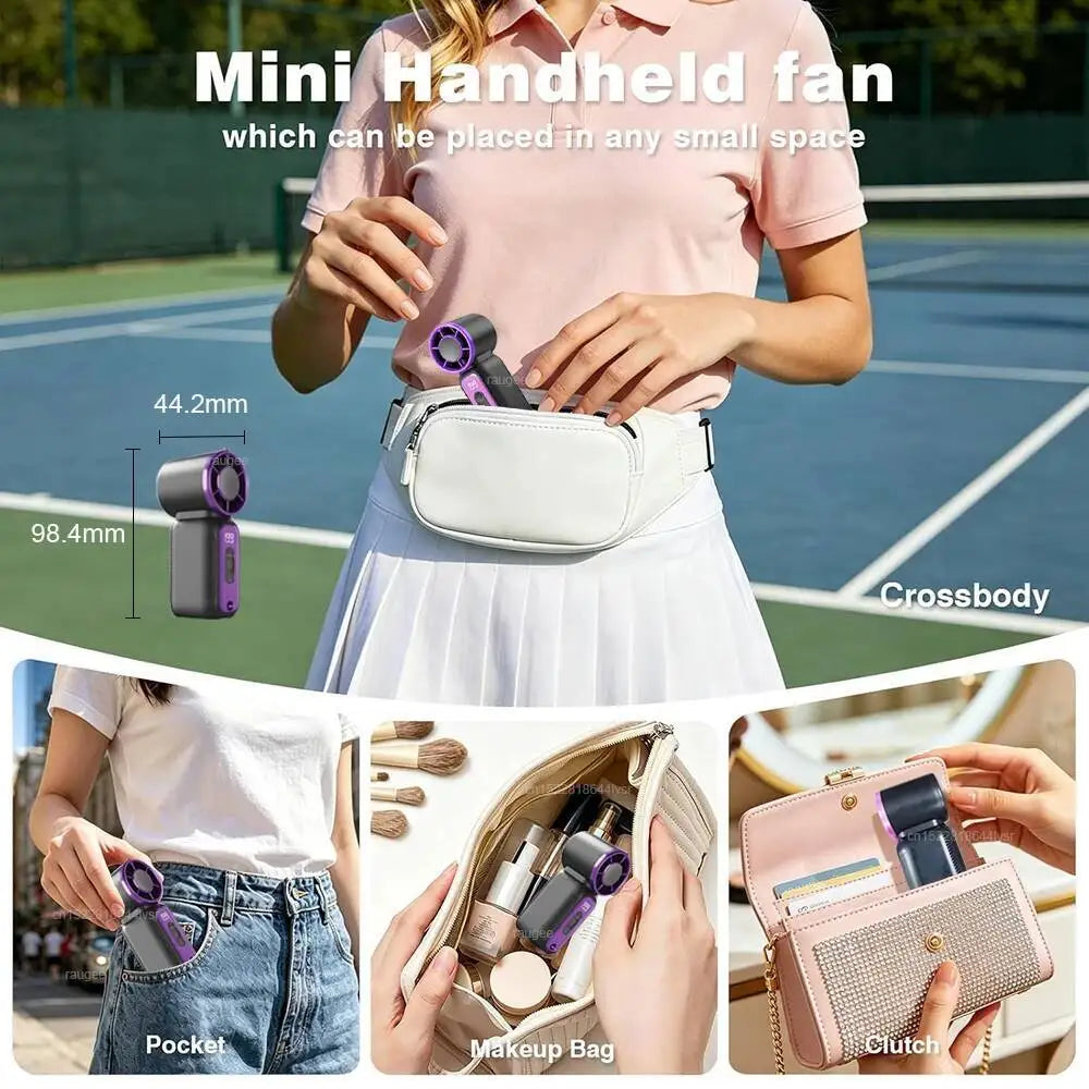 Ultra-Portable Handheld Mini Fan with Built-In Night Light & Neck Lanyard