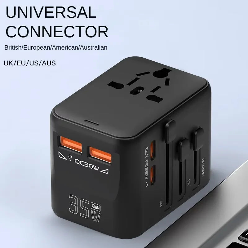 Fast-Charging 35W GaN Worldwide Travel Adapter Plug