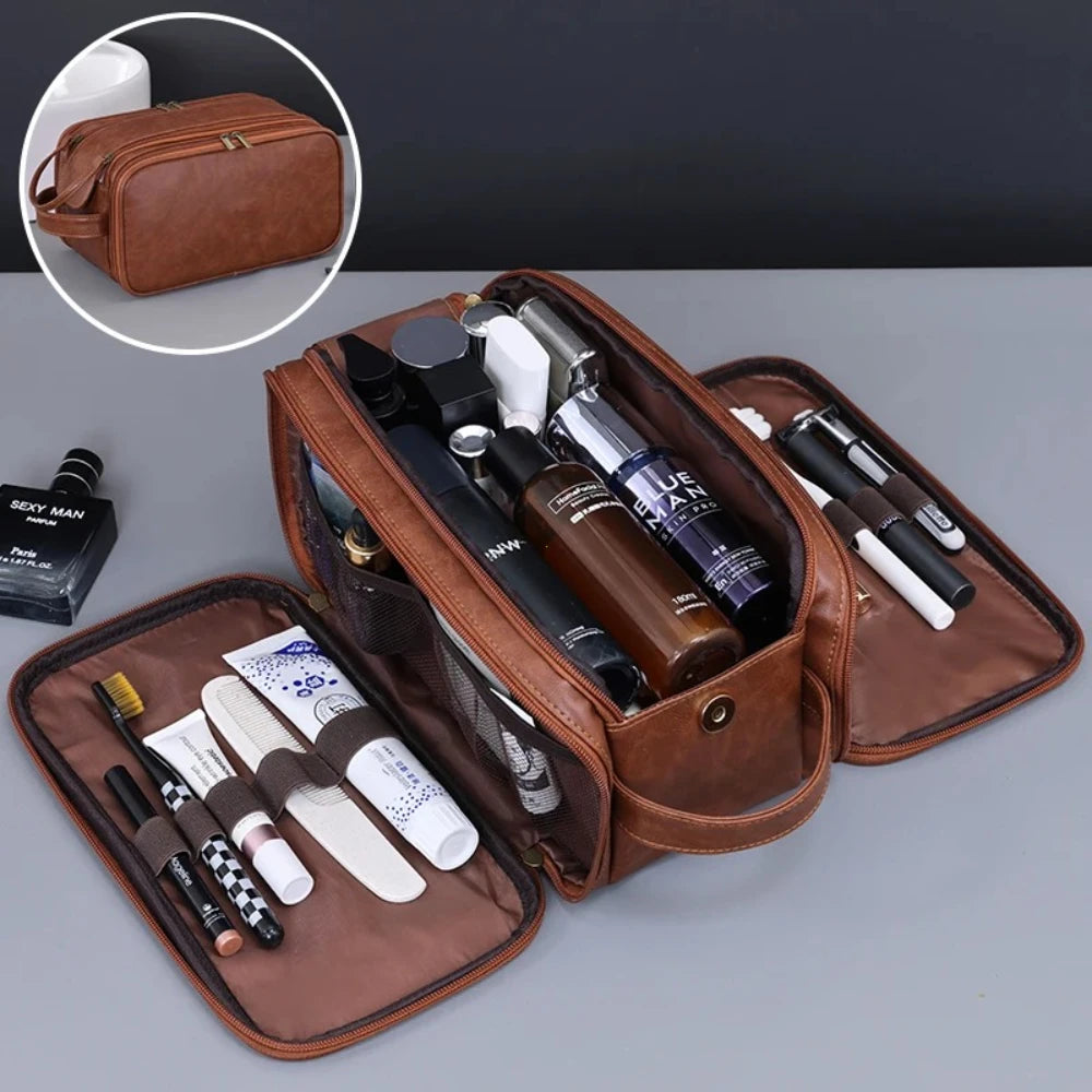 PU Leather Waterproof Hanging Toiletry Bag