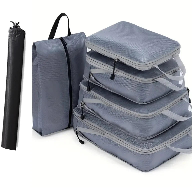 6-Piece Expandable Compression Packing Cubes & Shoe Bag Set