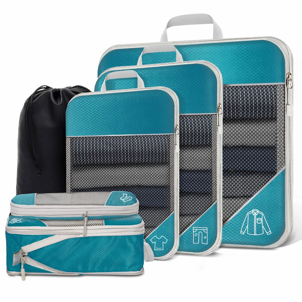 6-Piece Expandable Compression Packing Cubes & Shoe Bag Set